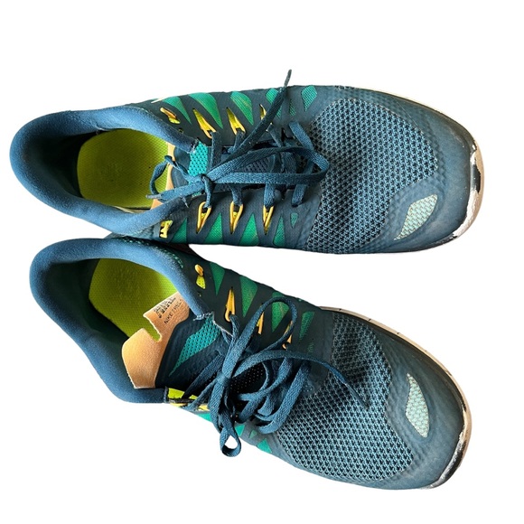 Nike Mens Free 5.0 642198-301 Blue Green Running Shoes Lace Up Low Top Size 10 - Picture 1 of 13